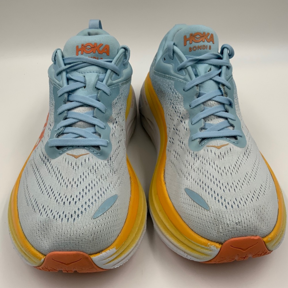Hoka Bondi 8 Womens Running Shoes Blue Orange Yellow Sneakers 1127952 - Picture 2 of 10